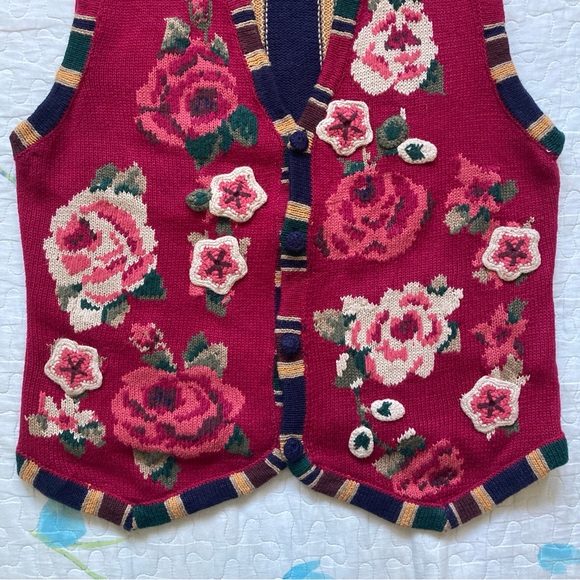 Vintage 1994 Funky Mixed Pattern Sweater Vest 🌺 - Picture 3 of 5